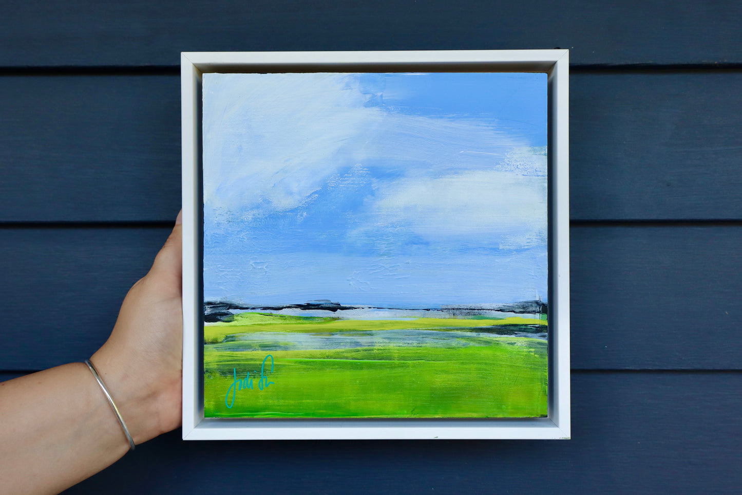 Spring Marsh | Original 8x8 Framed Mixed Media Painting