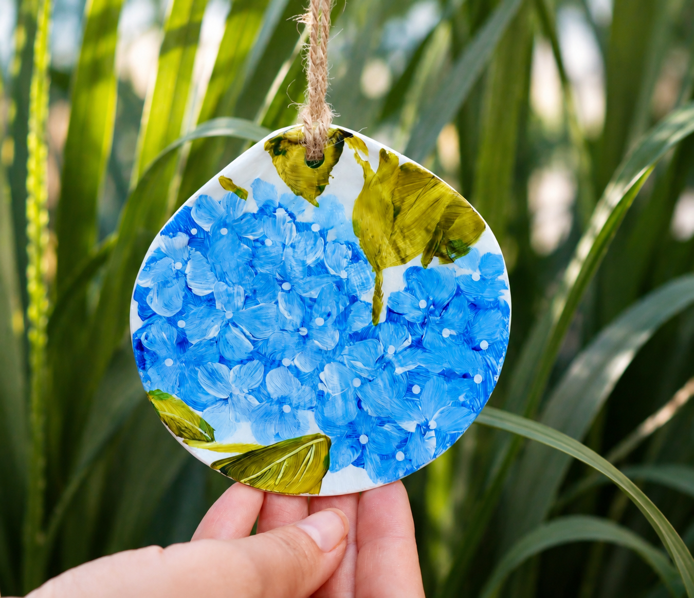 Hand Painted Cape Cod Scallop Shell Ornament | Coastal Art