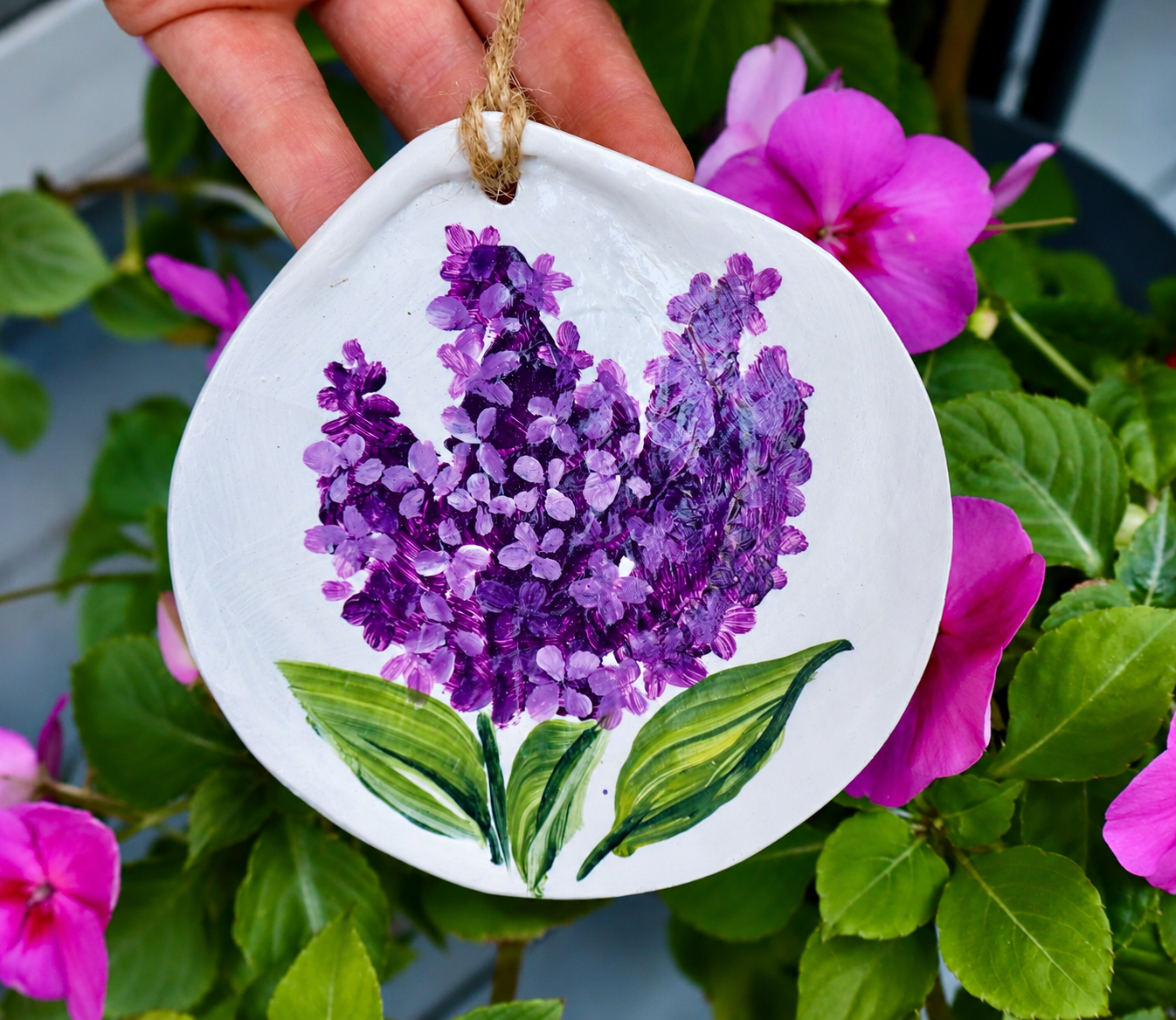 Hand Painted Cape Cod Scallop Shell Ornament | Coastal Art