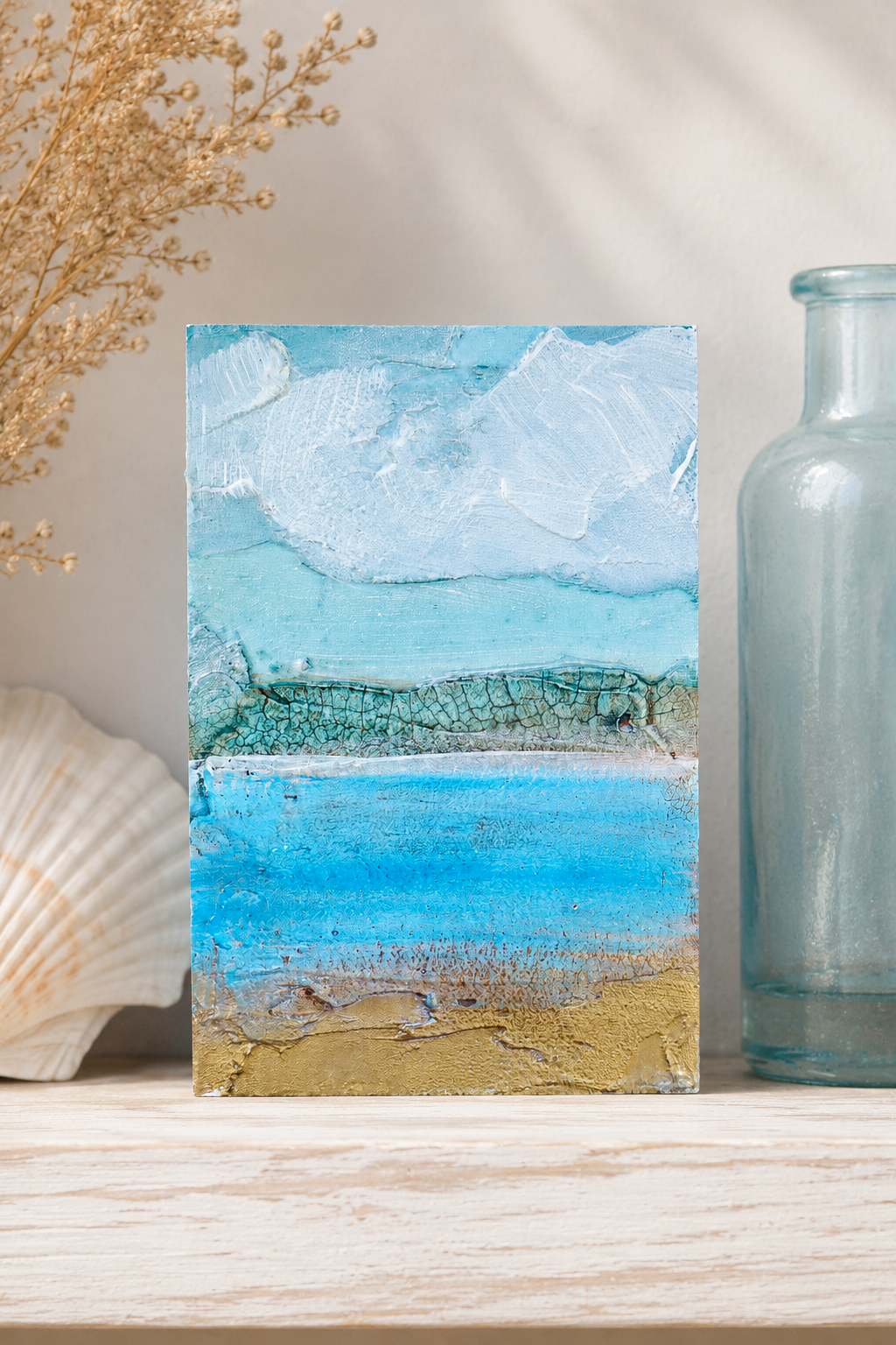 Original Coastal Seascape | 4x6 Mixed Media Art