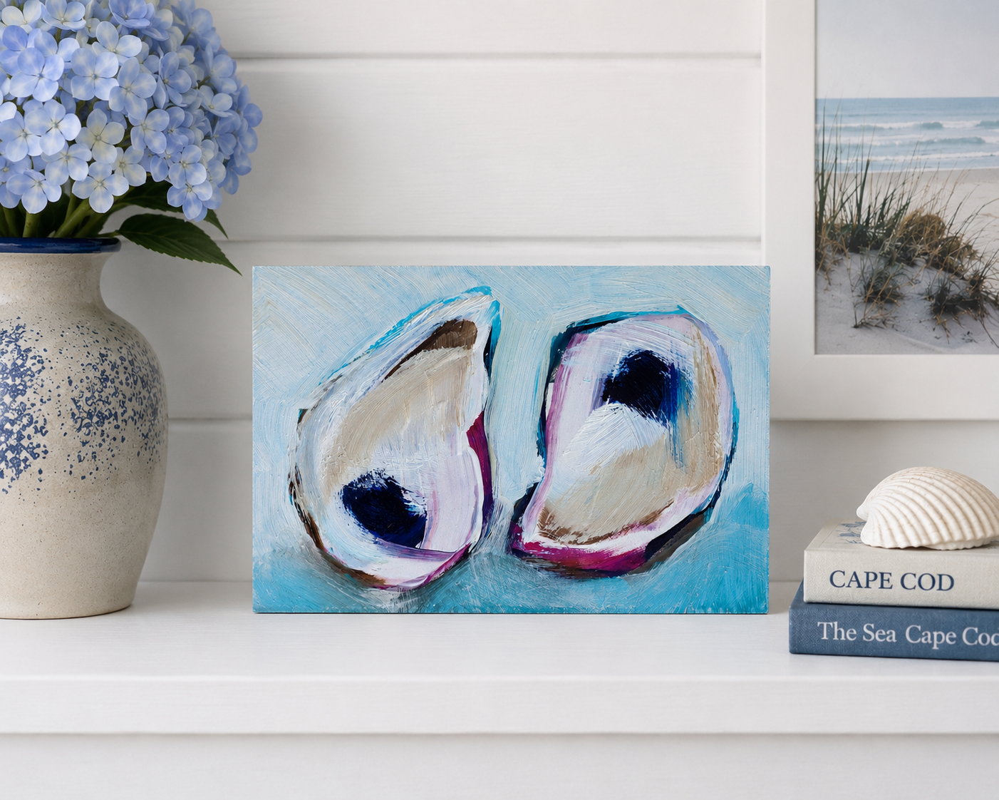 Original Oyster Painting | 4x6 Coastal Acrylic Art