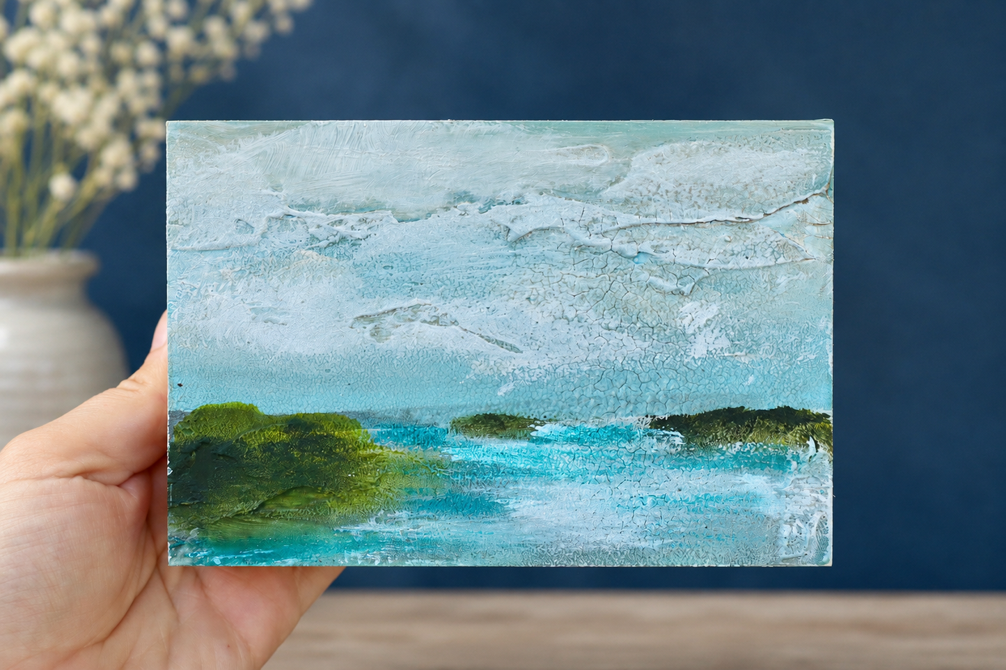 Original Coastal Seascape | 4x6 Mixed Media Art