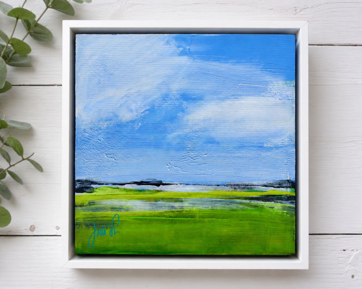 Spring Marsh | Original 8x8 Framed Mixed Media Painting