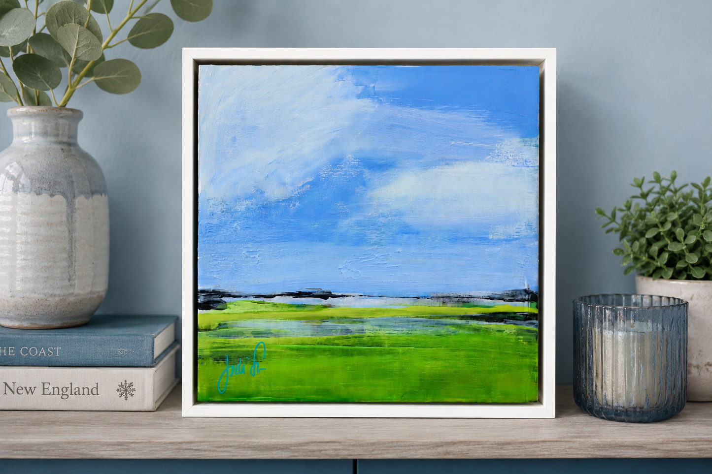 Spring Marsh | Original 8x8 Framed Mixed Media Painting