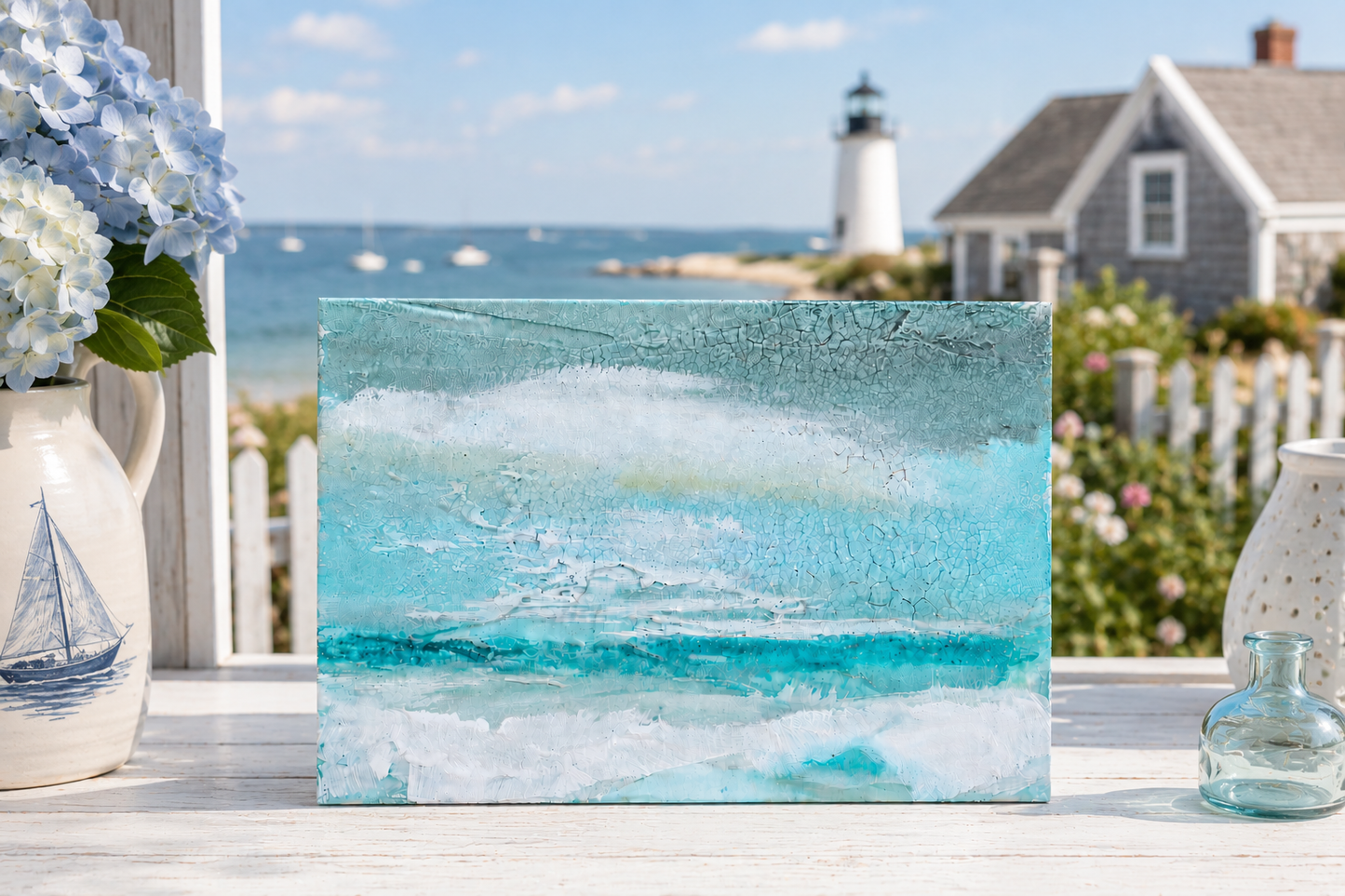 Original Textured Ocean Painting | Cape Cod Coastal Wall Art