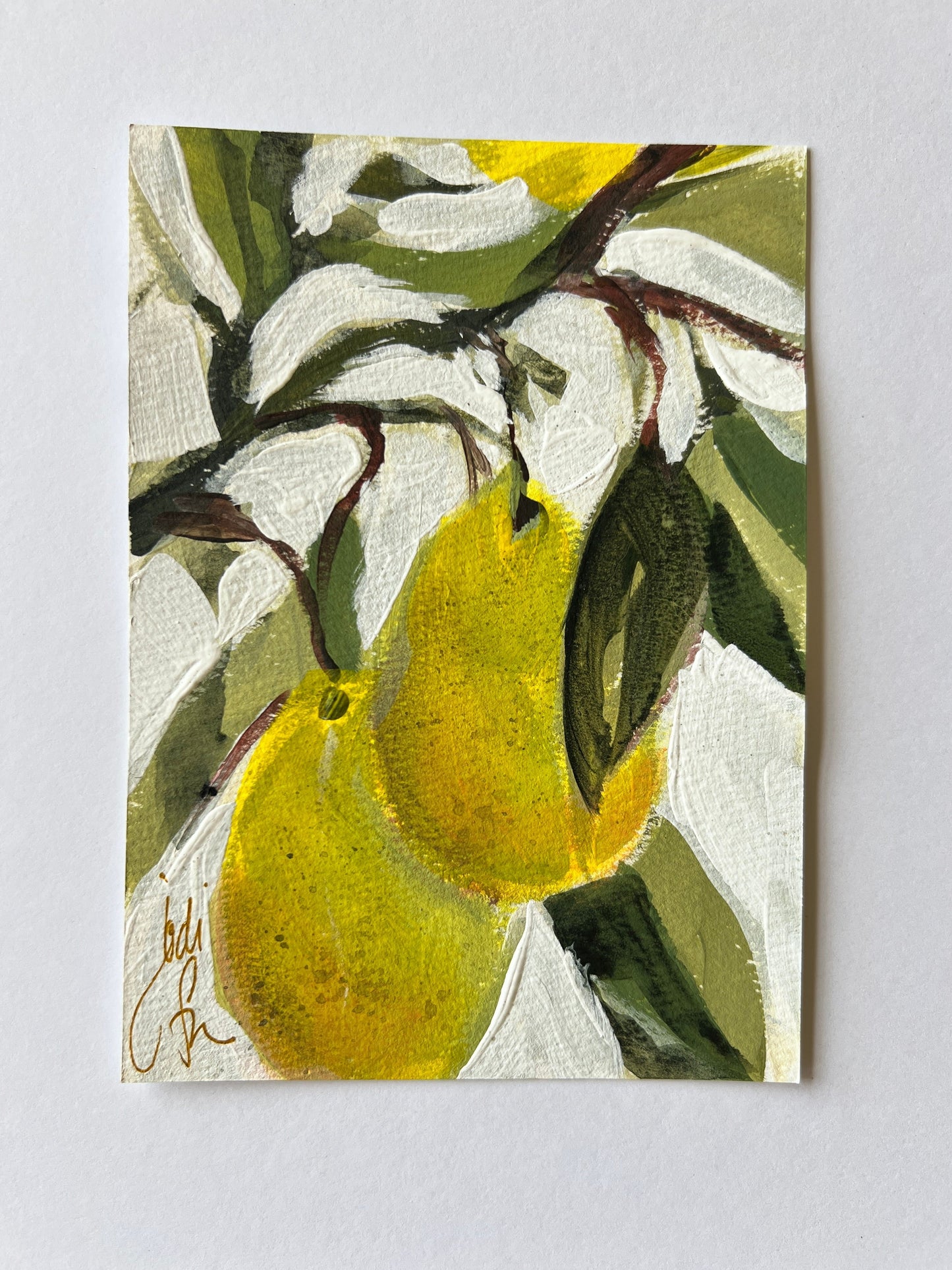 Yellow Pears on French hot pressed paper