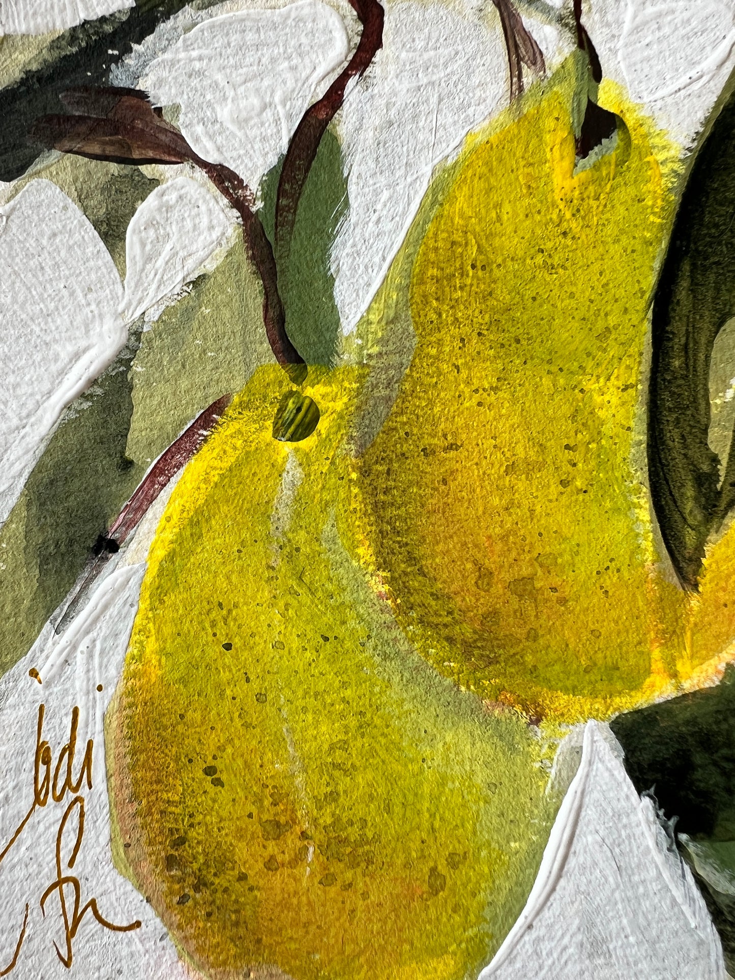 Yellow Pears on French hot pressed paper