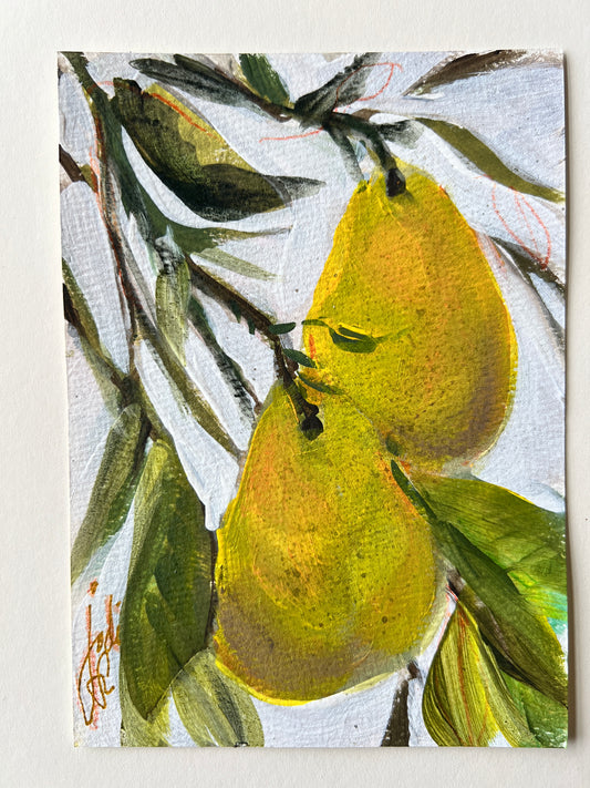 Yellow Pears 2 on French hot pressed paper