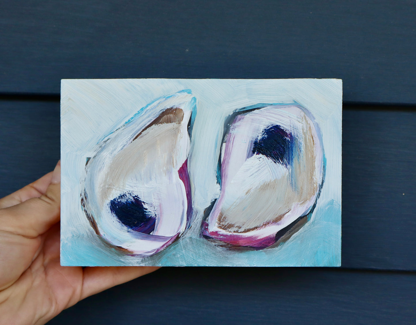 Original Oyster Painting | 4x6 Coastal Acrylic Art
