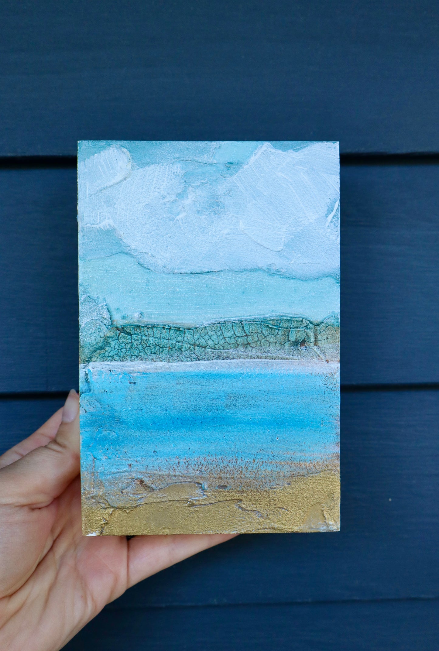 Original Coastal Seascape | 4x6 Mixed Media Art