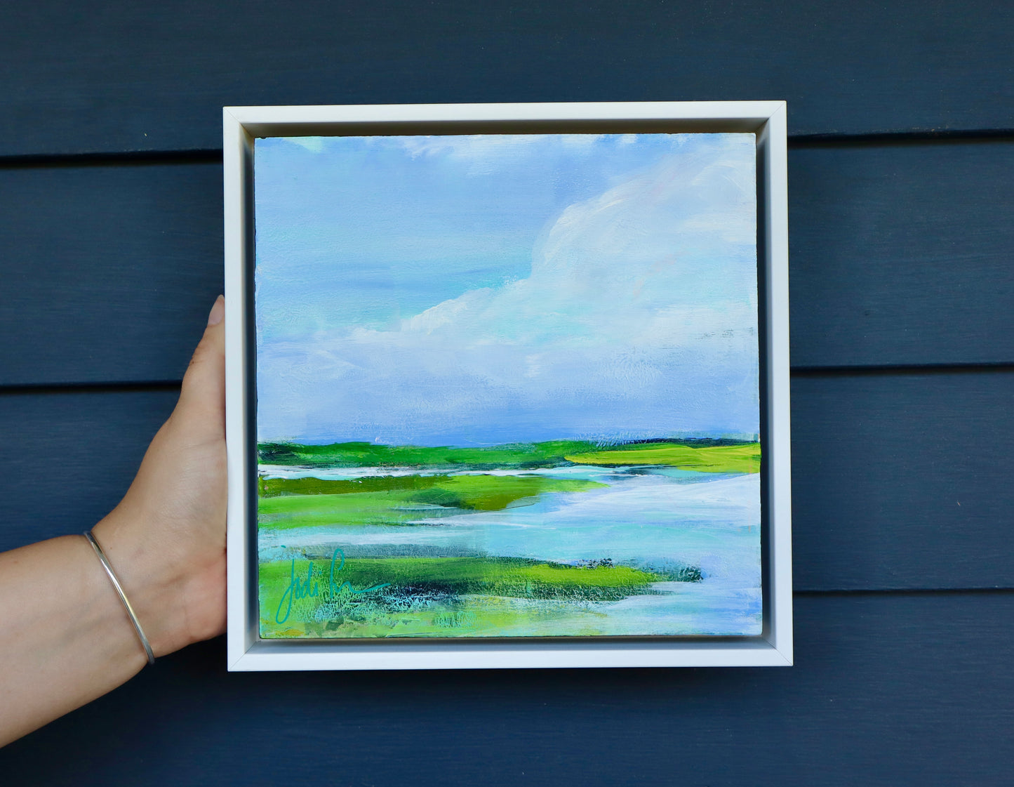 Spring Marsh | Original 8x8 Framed Mixed Media Painting