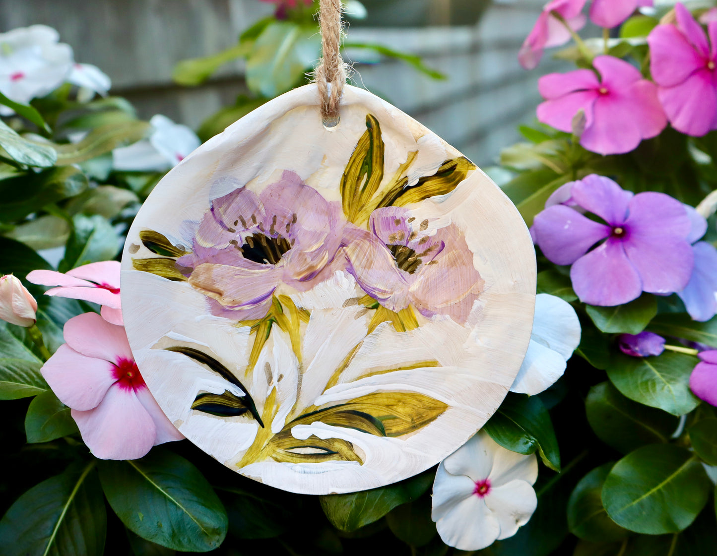 Hand Painted Cape Cod Scallop Shell Ornament | Coastal Art