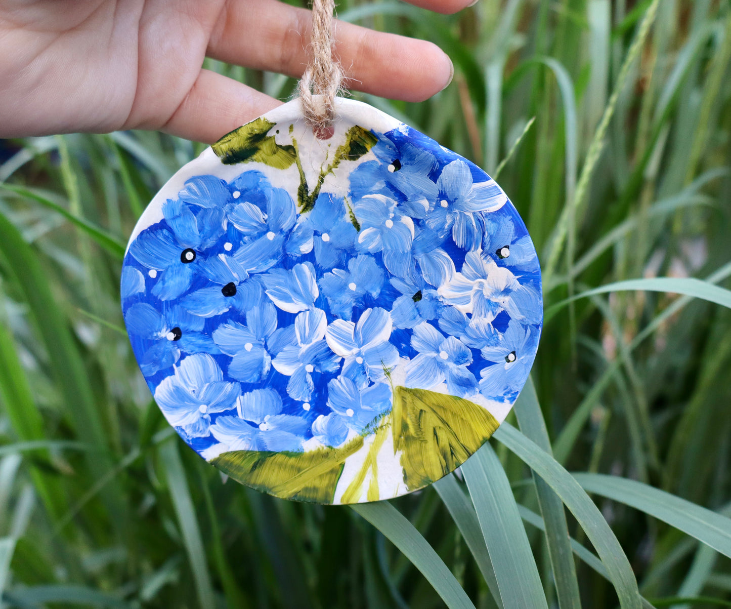 Hand Painted Cape Cod Scallop Shell Ornament | Coastal Art