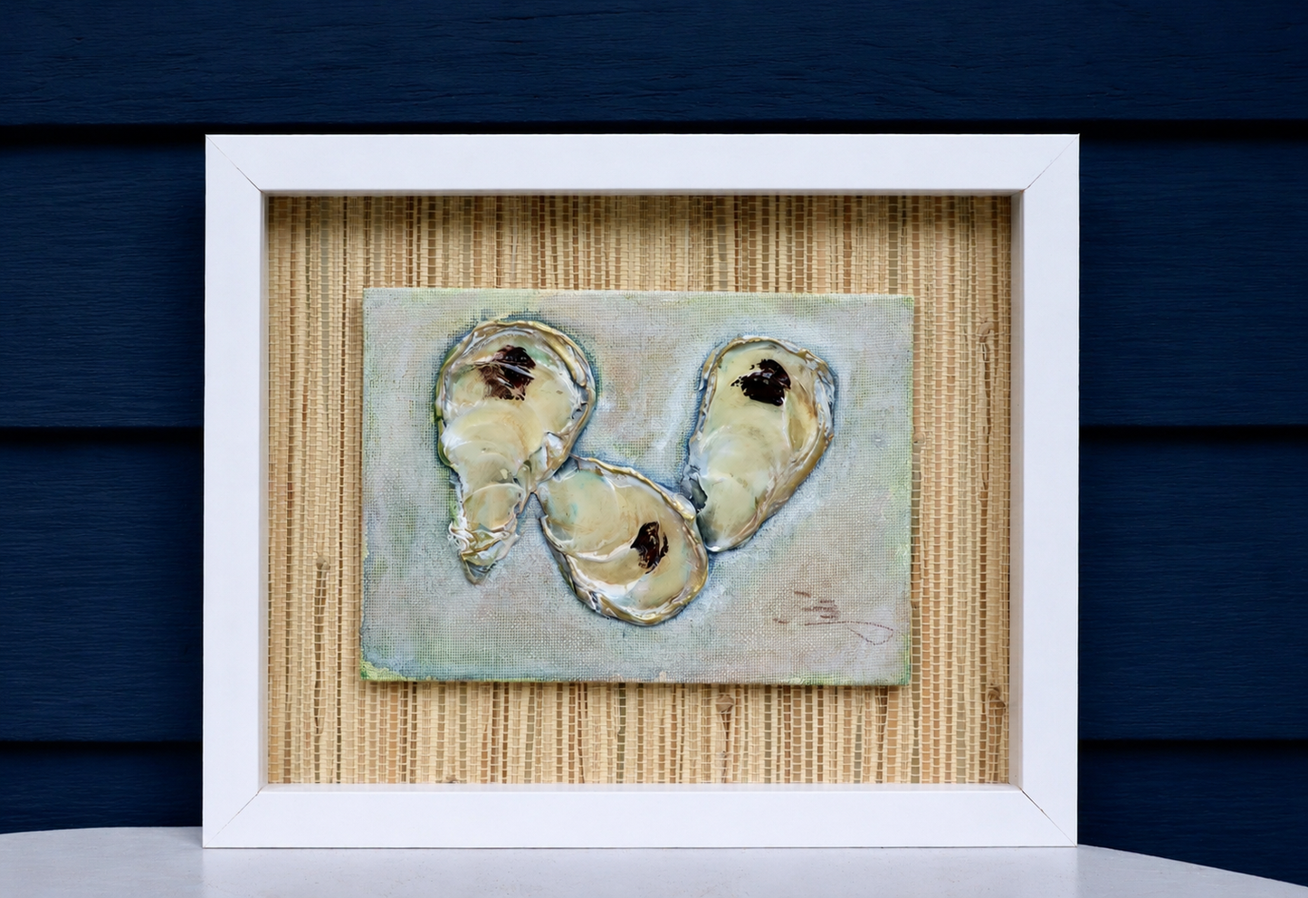 Framed 3D Oyster Shell Artwork | Original Coastal Mixed Media Wall Art