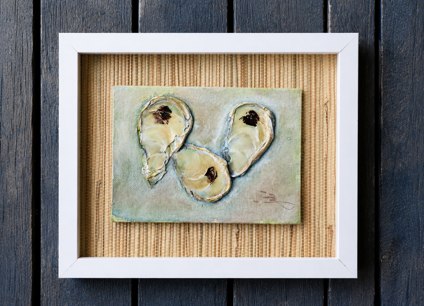 Framed 3D Oyster Shell Artwork | Original Coastal Mixed Media Wall Art