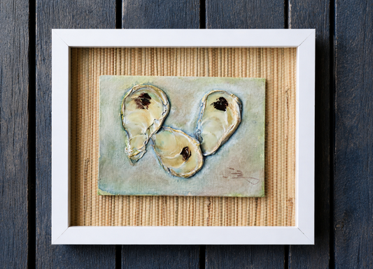 Framed 3D Oyster Shell Artwork | Original Coastal Mixed Media Wall Art