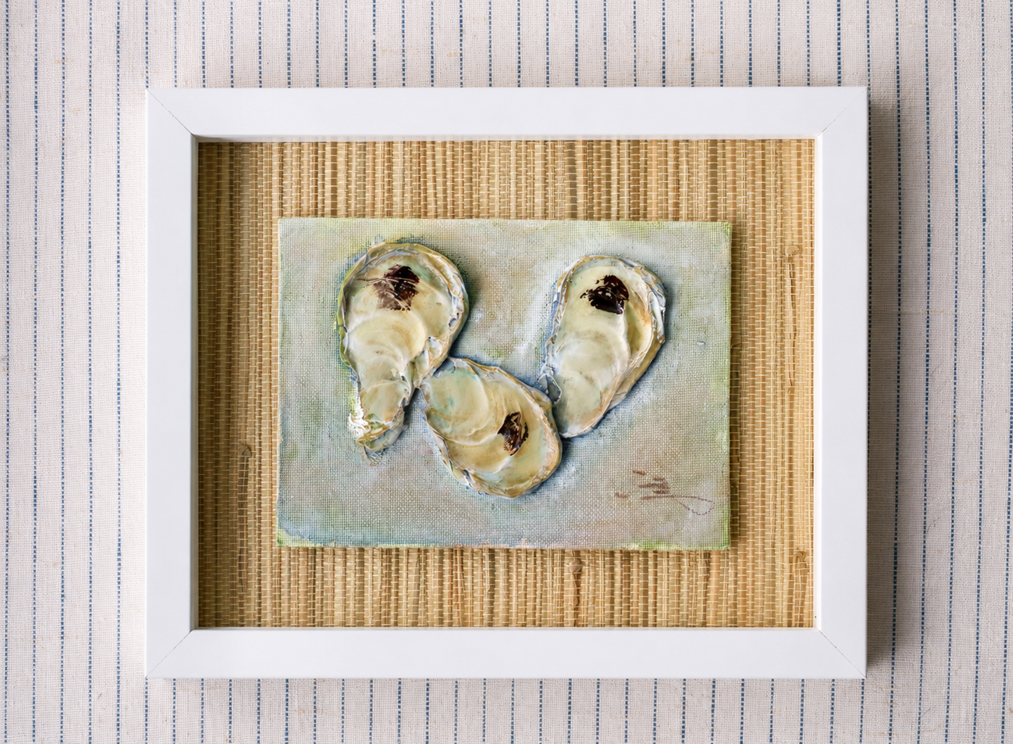 Framed 3D Oyster Shell Artwork | Original Coastal Mixed Media Wall Art