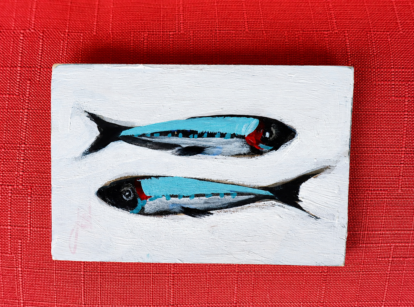 Coastal Fish Painting | Original Hand-Painted Wood Panel